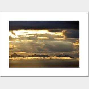 Morning sunlight over the mountains of the Highlands of Scotland. Posters and Art